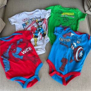 Marvel, Superhero, Baby Onesies, Bundle of 4, Size 3-6 Months